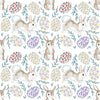 Easter Fabric - Spring Bunny & Floral Easter Eggs Cotton Craft Fabric Material