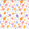 Easter Fabric - Bright Easter Eggs & Spring Floral Print Cotton Fabric Material