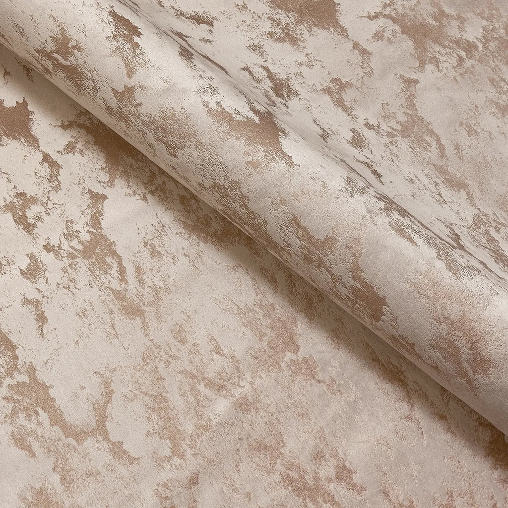 Upholstery Fabric - Avalon Marbled Velour Velvet - Blush Pink & Rose Gold