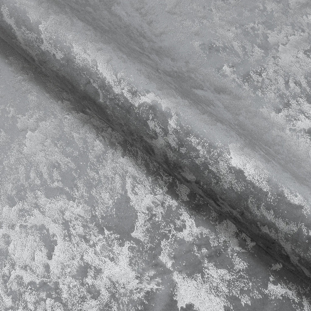 Upholstery Fabric - Avalon Marbled Velour Velvet - Glacier Grey & Silver