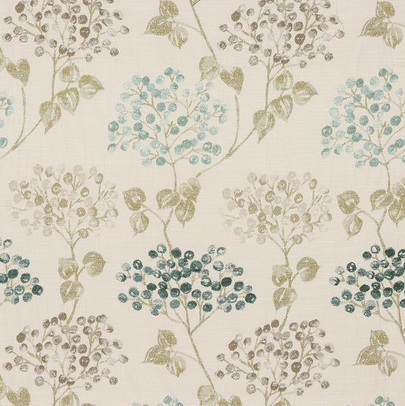 Upholstery Fabric  Cotton Curtain Cushion Material - Blossom Duck Egg Blue Floral Design