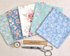 Fat Quarter Bundle - Pretty Blue & Green Rose Floral Mix