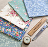 Fat Quarter Bundle - Pretty Blue & Green Rose Floral Mix