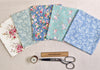 Fat Quarter Bundle - Pretty Blue & Green Rose Floral Mix