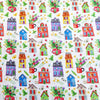 Children's Cotton Fabric - Fairytale - Houses - Flowers - Bright Colour