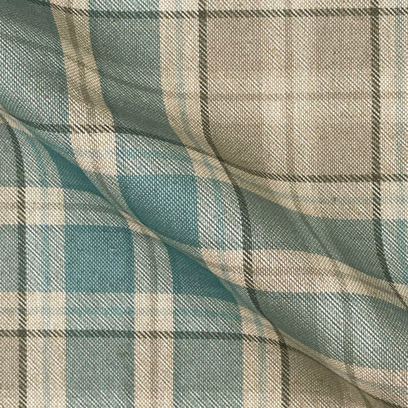 Canvas Fabric - Azure Blue Highland Tartan Check - Craft Upholstery Fabric
