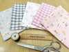 Fat Quarter Bundle - Cute Pink & Grey Baby Bunny & Gingham Mix