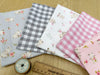 Fat Quarter Bundle - Cute Pink & Grey Baby Bunny & Gingham Mix