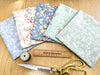 Fat Quarter Bundle - Pretty Blue & Green Rose Floral Mix