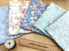 Fat Quarter Bundle - Pretty Blue & Green Rose Floral Mix