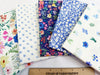 100% Cotton Fat Quarter Bundle - Pretty Blue Floral Mix - Quilting Craft Fabric