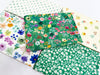 100% Cotton Fat Quarter Bundle - Pretty Green Floral Mix - Quilting Craft Fabric