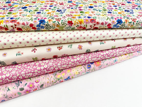 100% Cotton Fat Quarter Bundle - Pretty Pink Floral Mix - Quilting Craft Fabric