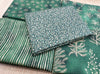 Fat Quarter Bundle - Christmas Green Metallic Gold Snowflake Trees Fabric