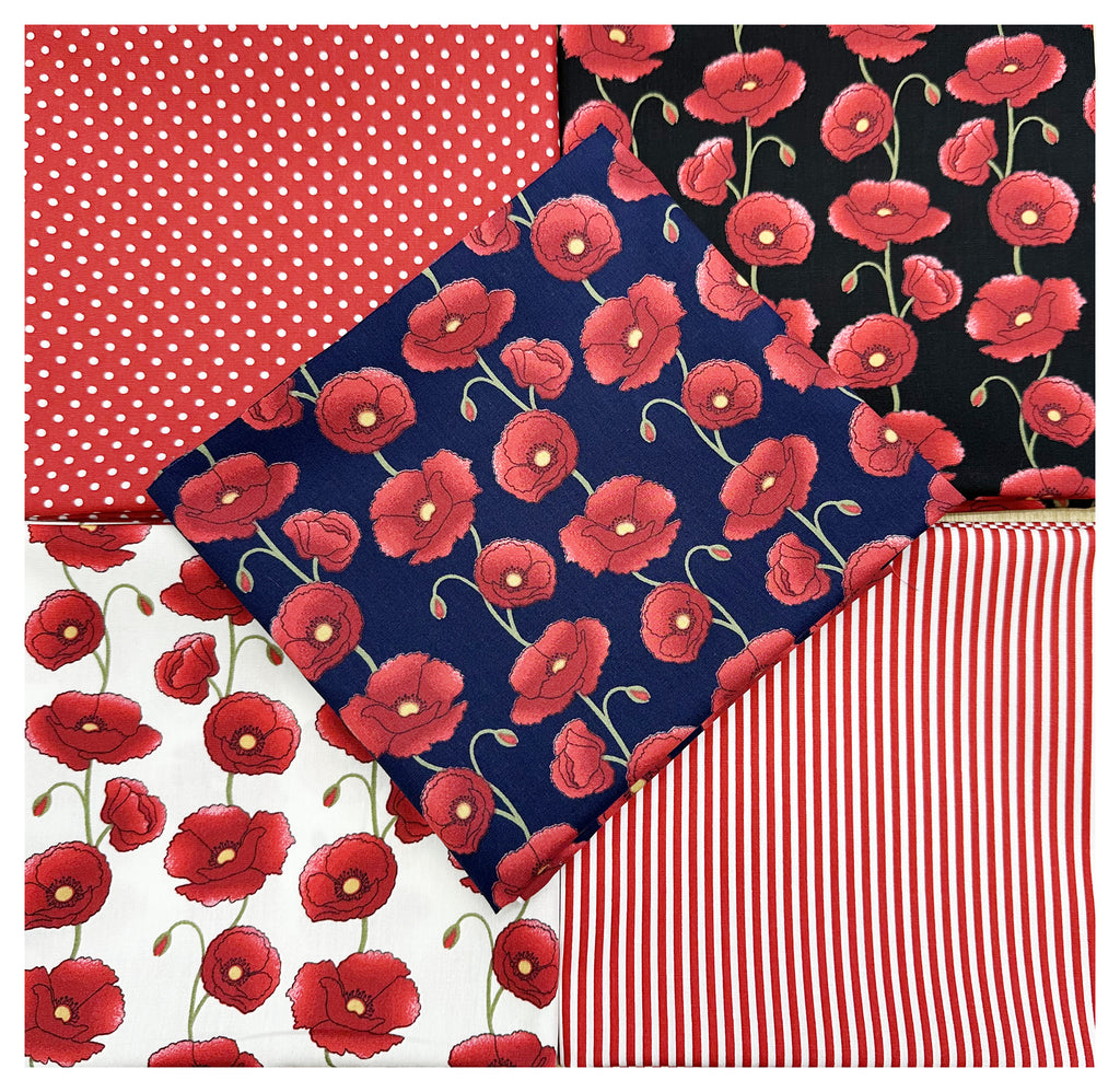 Fat Quarter Bundle - Red Poppy Remembrance Day Mix