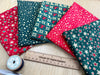 Fat Quarter Bundle - Red Green & Gold Christmas Star - Bunting Craft Fabric