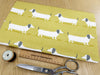 Upholstery Fabric - Hound Dog Ochre - Dachshund Sausage Dog Print Fabric Material