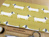 Upholstery Fabric - Hound Dog Ochre - Dachshund Sausage Dog Print Fabric Material