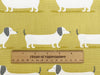 Upholstery Fabric - Hound Dog Ochre - Dachshund Sausage Dog Print Fabric Material