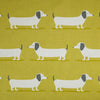 Upholstery Fabric - Hound Dog Ochre - Dachshund Sausage Dog Print Fabric Material