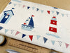 Upholstery Fabric - Maritime Blue - Boats & Lighthouse Print Fabric Material