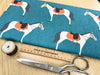 Upholstery Fabric - Cheval Teal - Horse Print Fabric Material