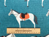 Upholstery Fabric - Cheval Teal - Horse Print Fabric Material