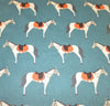Upholstery Fabric - Cheval Teal - Horse Print Fabric Material