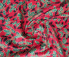 Christmas Fabric - Metallic Gold Holly & Berry Print on Red - 100% Cotton