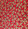 Christmas Fabric - Metallic Gold Holly & Berry Print on Red - 100% Cotton