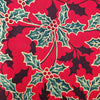 Christmas Fabric - Metallic Gold Holly & Berry Print on Red - 100% Cotton