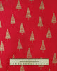 Christmas Fabric - Gold Glitter Xmas Trees on Red - 100% Cotton Fabric
