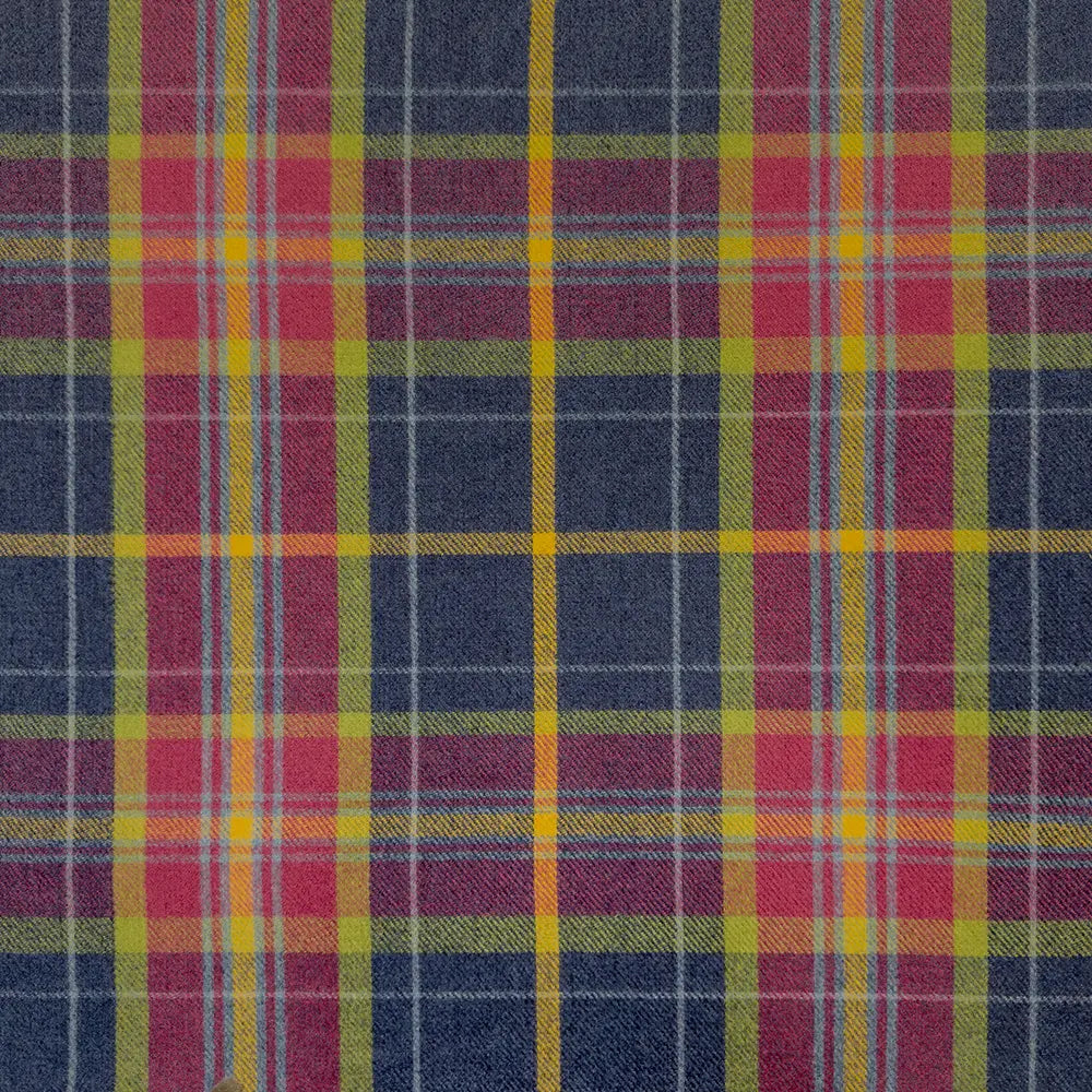 Upholstery Fabric Grampian Faux Wool Pink & Navy Blue Tartan Check Curtain Fabric