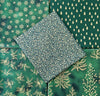 Fat Quarter Bundle - Christmas Green Metallic Gold Snowflake Trees Fabric