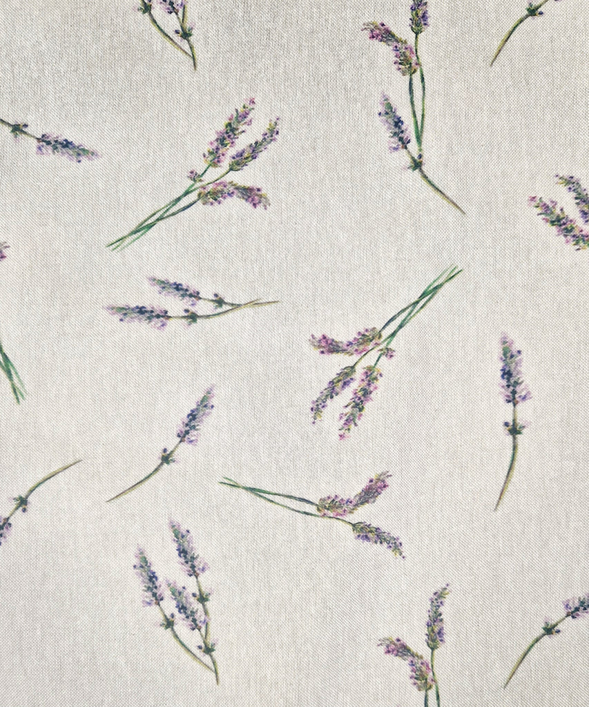 Upholstery Fabric - Cotton Rich Linen Look Material - Lavender Flowers