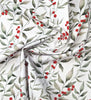 Christmas Fabric - Red Berry & Leaf Print on Ivory Cotton Craft Material Xmas