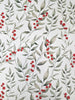 Christmas Fabric - Red Berry & Leaf Print on Ivory Cotton Craft Material Xmas