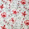 Christmas Cotton Fabric - Red Berries & Floral Print on Ivory Craft Material Xmas