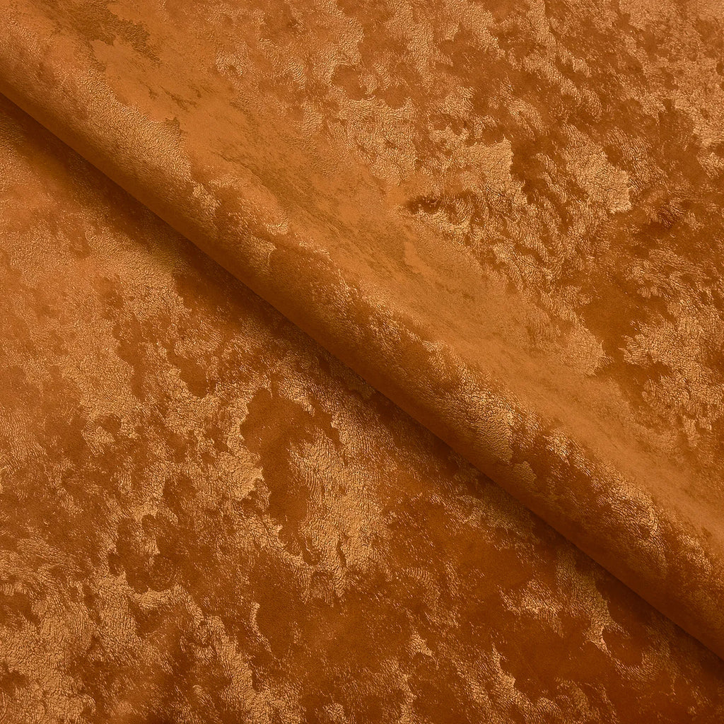 Upholstery Fabric - Avalon Marbled Velour Velvet - Sunset Orange & Gold