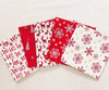 Christmas Fat Quarter Bundle - Red Christmas Stars Reindeers Stags Snowflakes Fabric