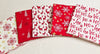Christmas Fat Quarter Bundle - Red Christmas Stars Reindeers Stags Snowflakes Fabric