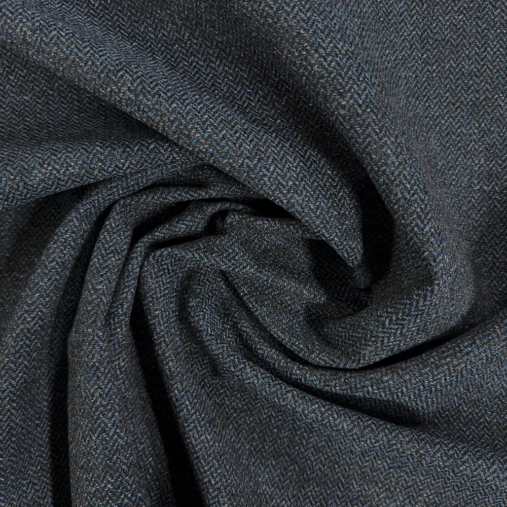 Upholstery Fabric - Orkney Tweed Herringbone - Ocean Blue