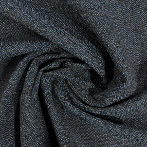 Upholstery Fabric - Orkney Tweed Herringbone - Ocean Blue