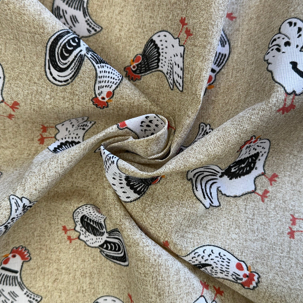 Canvas Fabric - Chickens, Hens & Roosters Print Craft Fabric Material ...