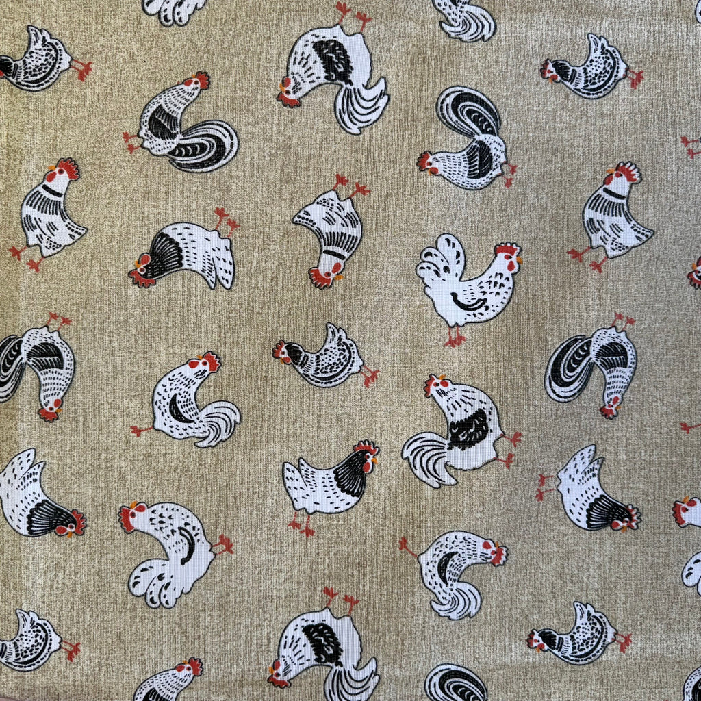Canvas Fabric - Chickens, Hens & Roosters Print Craft Fabric Material