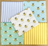 Fat Quarter Bundle - Pale Blue & Yellow Bumble Bees Mix Bunting Craft Fabric