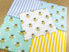 Fat Quarter Bundle - Pale Blue & Yellow Bumble Bees Mix Bunting Craft Fabric