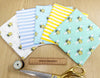 Fat Quarter Bundle - Pale Blue & Yellow Bumble Bees Mix Bunting Craft Fabric