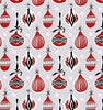 Christmas Fabric - Red Black & White Baubles on Silver Grey - Xmas Craft Fabric Material Metre