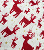 Christmas Fabric ~ Red Reindeers Gold Speckles on Cream~ Xmas Cotton Prints